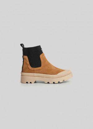 Botte Pepe Jeans Ankle Boots With Sock Detail Femme Marron | BEFDON021