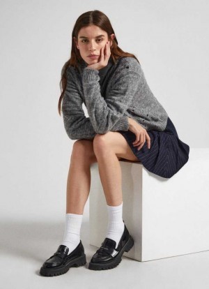 Botte Pepe Jeans Chunky Loafers With Notched Sole Femme Noir | MAZXKL057
