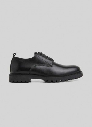 Botte Pepe Jeans Cow Cuir Derby Trainers Homme Noir | LEVKPM398