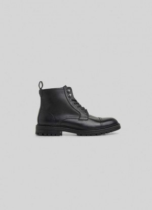 Botte Pepe Jeans Cuir Ankle Boots Homme Noir | MAQKIZ294