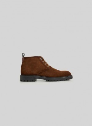 Botte Pepe Jeans Daim Desert Boots Homme Marron | FLMNBE843