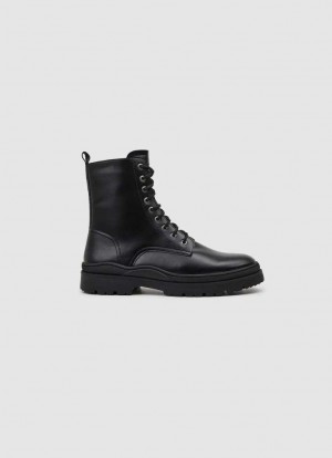 Botte Pepe Jeans High Leg Utility Boots Homme Noir | QCVFHW415