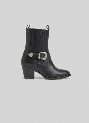 Botte Pepe Jeans High-heel Mid-calf Boot Femme Noir | SOLUVX592