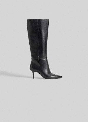 Botte Pepe Jeans Talons Faux Cuir Boots Femme Noir | AINUHQ917