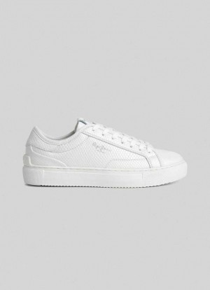 Chaussures de Sport Pepe Jeans Adams Snaky Trainers Femme Blanche | HRPNUM720