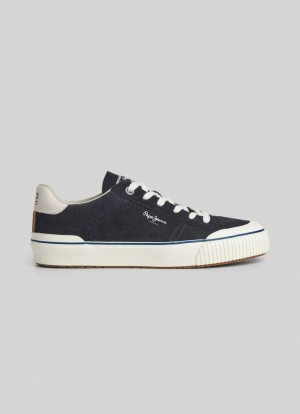 Chaussures de Sport Pepe Jeans Ben Overdrive Daim Trainers Homme Bleu Marine | RQBXPM465
