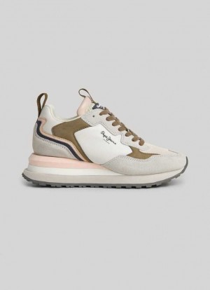 Chaussures de Sport Pepe Jeans Blur Point Combined Trainers Femme Beige | XIPMGU648