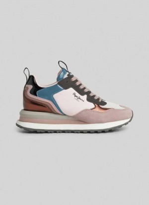 Chaussures de Sport Pepe Jeans Blur Star Combined Trainers Femme Rose | MVOWRJ745