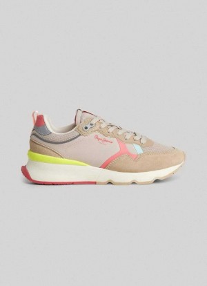 Chaussures de Sport Pepe Jeans Brit Pro Young Course Shoes Femme Marron Beige | KBLTWF659
