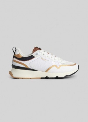 Chaussures de Sport Pepe Jeans Brit Pro Nice Combined Shoes Femme Blanche | XRHKLN746