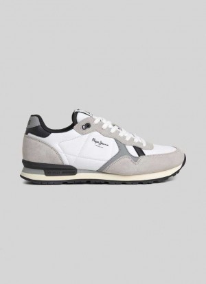 Chaussures de Sport Pepe Jeans Brit Reflect Course Shoes Homme Blanche | LEIFMT631