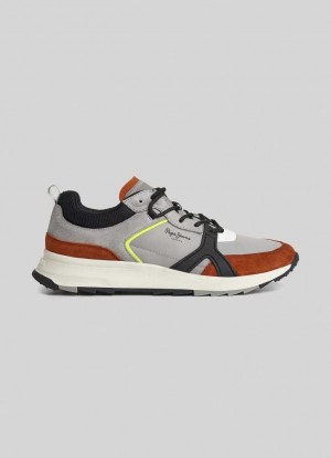 Chaussures de Sport Pepe Jeans Joy Tech Combined Trainers Homme Grise | HOUCAM540
