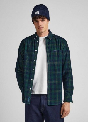 Chemises Pepe Jeans Checked Corduroy Shirt Homme Vert | CIRXHV369