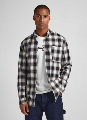 Chemises Pepe Jeans Checked Coton Shirt Homme Noir | LWTXHY753