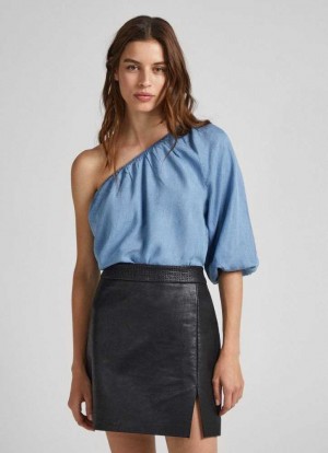 Chemisier Pepe Jeans Asymmetrical Blouse Femme Bleu | QVDROI480