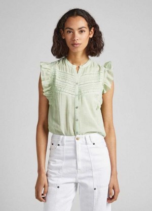 Chemisier Pepe Jeans Butterfly Sleeve Blouse Femme Vert | INQUXW051