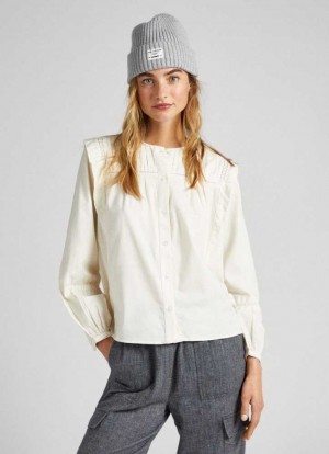 Chemisier Pepe Jeans Coton Twill Blouse Femme Blanche | DYTXLR981
