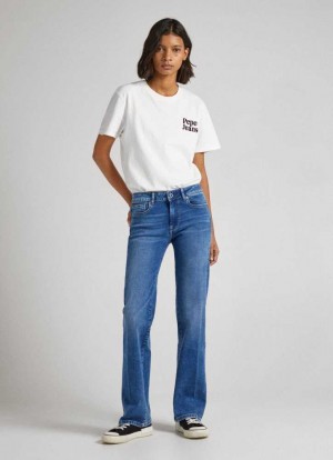 Denim Pepe Jeans Aubrey Slim Fit Mid-rise Jeans Femme Bleu | UDKCHQ439