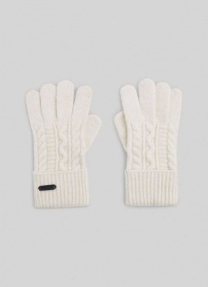 Gant Pepe Jeans Cable Knit Gloves Femme Blanche | QVCEXY259
