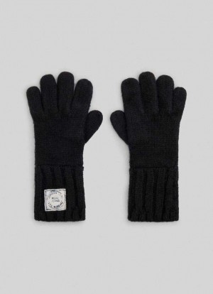 Gant Pepe Jeans Label Logo Gloves Femme Noir | DZISPG805