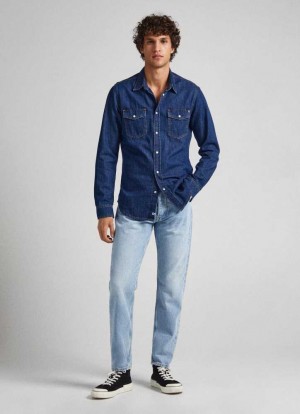 Jean Pepe Jeans Callen Relaxed Fit Mid-rise Jeans Homme Bleu | IYAQPZ410