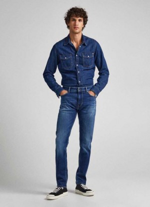 Jean Pepe Jeans Crane Slim Fit Mid-rise Jeans Homme Bleu | URLOXJ849