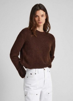 Knitwear Pepe Jeans Crew Neck Knit Femme Marron | LOHGUQ374
