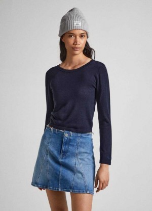 Knitwear Pepe Jeans Cropped Fit Knit Top Femme Bleu | PNUTOY609