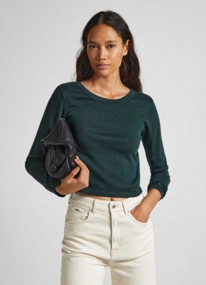 Knitwear Pepe Jeans Cropped Fit Knit Top Femme Vert | NRTHDL480