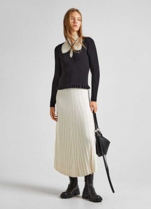 Knitwear Pepe Jeans Cropped Knit Top Femme Noir | DBJSYL380