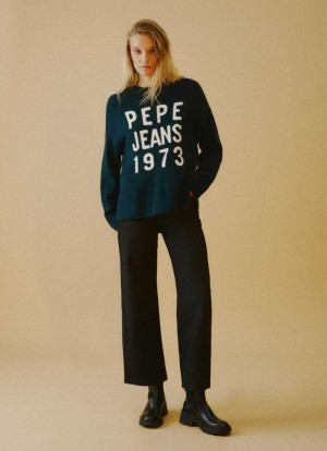 Knitwear Pepe Jeans Logo Print Knit Femme Bleu | NWAITB091