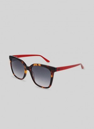 Lunette de Soleil Pepe Jeans Clubmaster Oversized Sunglasses Femme Doré | OIAFUQ594