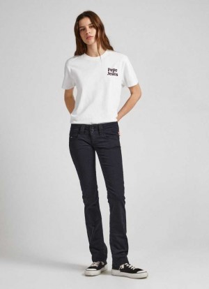 Pantalons Pepe Jeans 5 Pocket Droit Fit Trousers Femme Noir | JYZGLT731