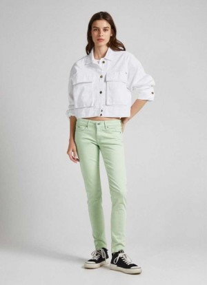 Pantalons Pepe Jeans 5 Pocket Mince Fit Trousers Femme Vert | NIULVO231