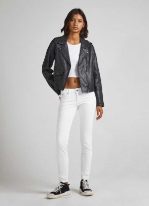 Pantalons Pepe Jeans 5 Pocket Mince Fit Trousers Femme Blanche | VBMJDR867