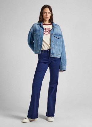 Pantalons Pepe Jeans 5-pocket Flare-fit Trousers Femme Bleu | CDPARW628