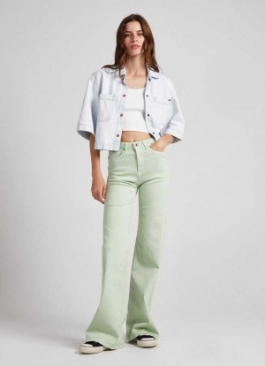 Pantalons Pepe Jeans 5-pocket Flare-fit Trousers Femme Vert | TDBHUN184