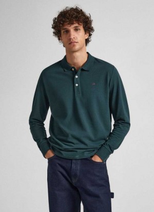 Polos Pepe Jeans Embroidered Flag Piqu Homme Vert | PWIXVM305