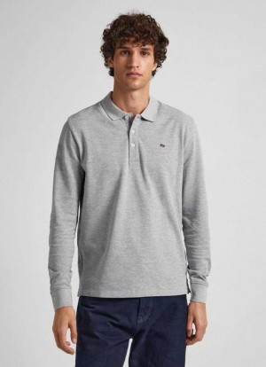 Polos Pepe Jeans Embroidered Flag Piqu Homme Grise | VDYZPQ549