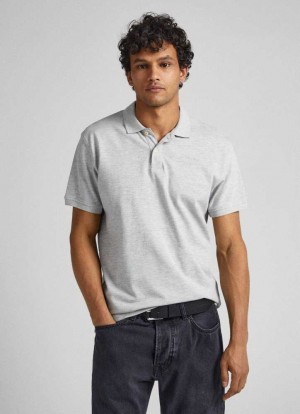 Polos Pepe Jeans Embroidered Logo Coton Pique Polo Homme Grise | VLYBED096