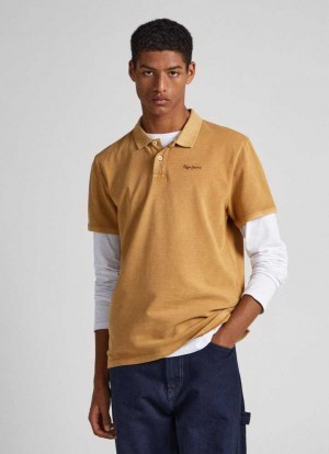 Polos Pepe Jeans Embroidered Logo Piqu Homme Beige | ATJVBG318