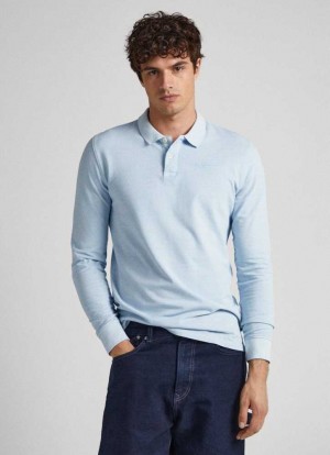 Polos Pepe Jeans Embroidered Logo Piqu Homme Bleu | AQSRLK784