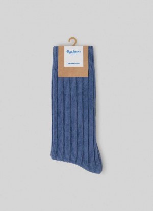 Sous Vêtement Pepe Jeans 2-pack Of Nervuré Socks Homme Bleu | TDVMOS802