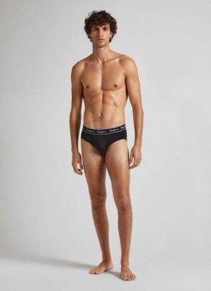 Sous Vêtement Pepe Jeans 3pack Elastic Coton Briefs Homme Noir | KVMDIE439