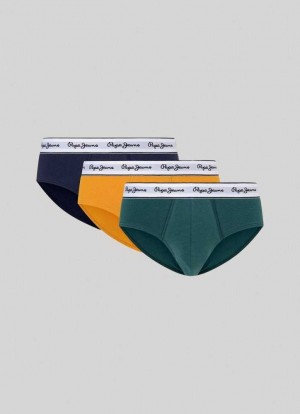 Sous Vêtement Pepe Jeans 3-pack Solid Colour Briefs Homme Jaune | RZPFHG724