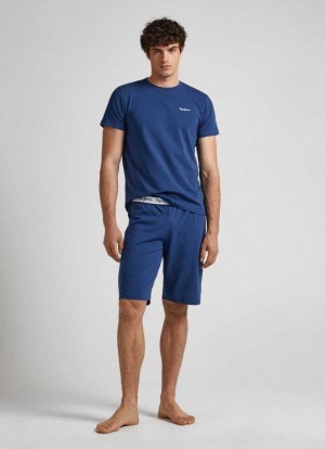 Sous Vêtement Pepe Jeans Coton Pyjama Shorts Homme Bleu Marine | YHWUIO630