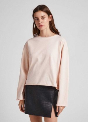 Sweats Pepe Jeans Coton Lycra Sweatshirt Femme Grise Rose Rose | PNEOGS718