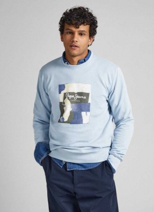 Sweats Pepe Jeans Crew Neck Coton Sweatshirt Homme Bleu | PIKCRS026