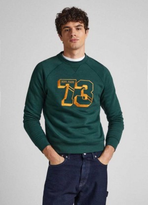 Sweats Pepe Jeans Embroidered 73 Logo Sweatshirt Homme Vert | JTGKBC790