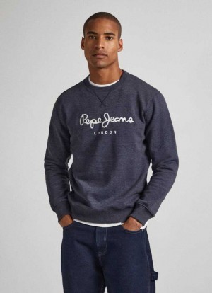 Sweats Pepe Jeans Embroidered Logo Sweatshirt Homme Bleu | FVGEBP756